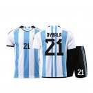 Dybala Argentina Home Soccer Outfits Adult 2022 Messi Tops 3 Stars Football Uniforms