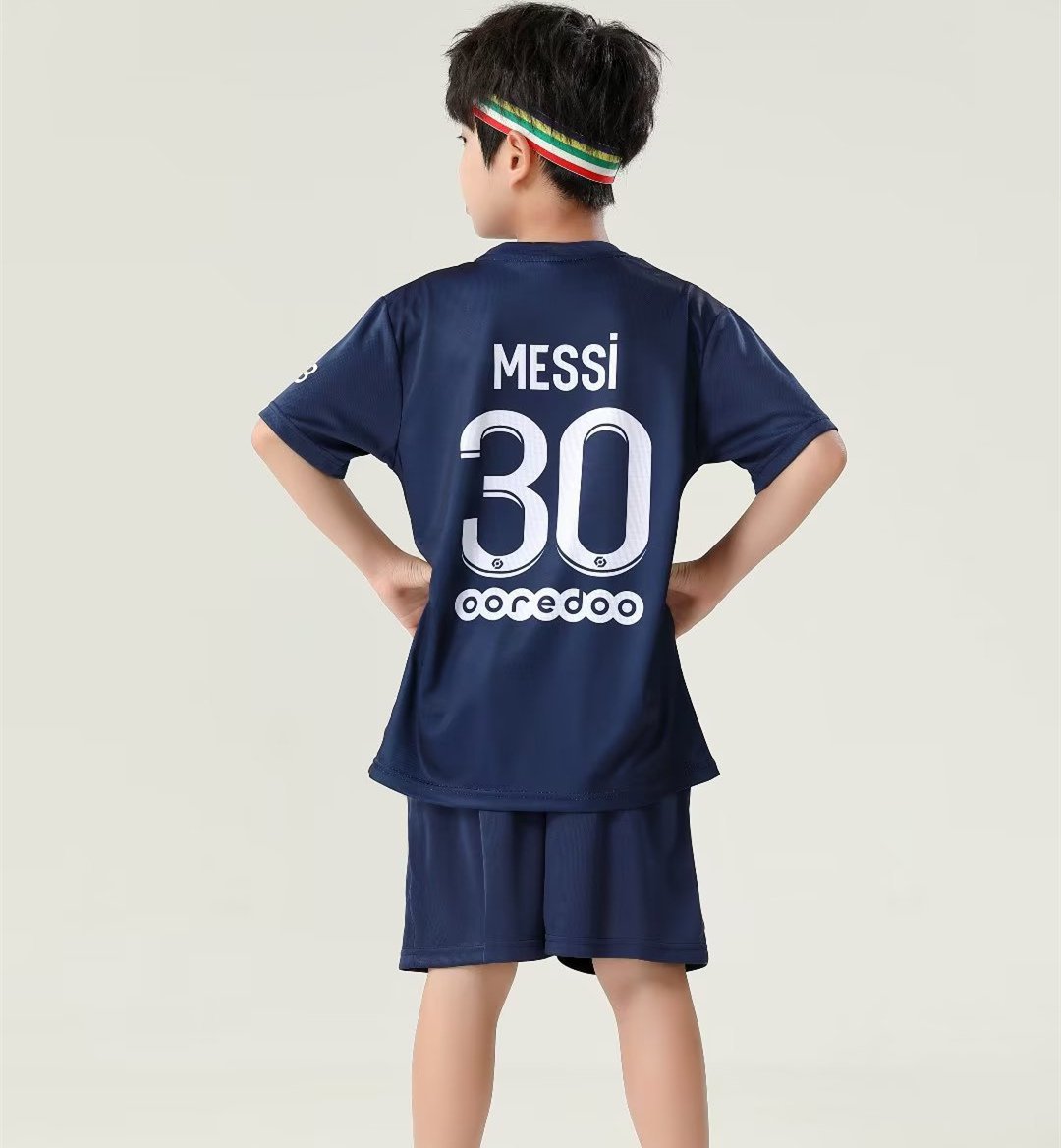 Kid Leo Messi Soccer Fan Apparel Paris Saint-Germain F.C Home Tees Childred PSG Football Tops