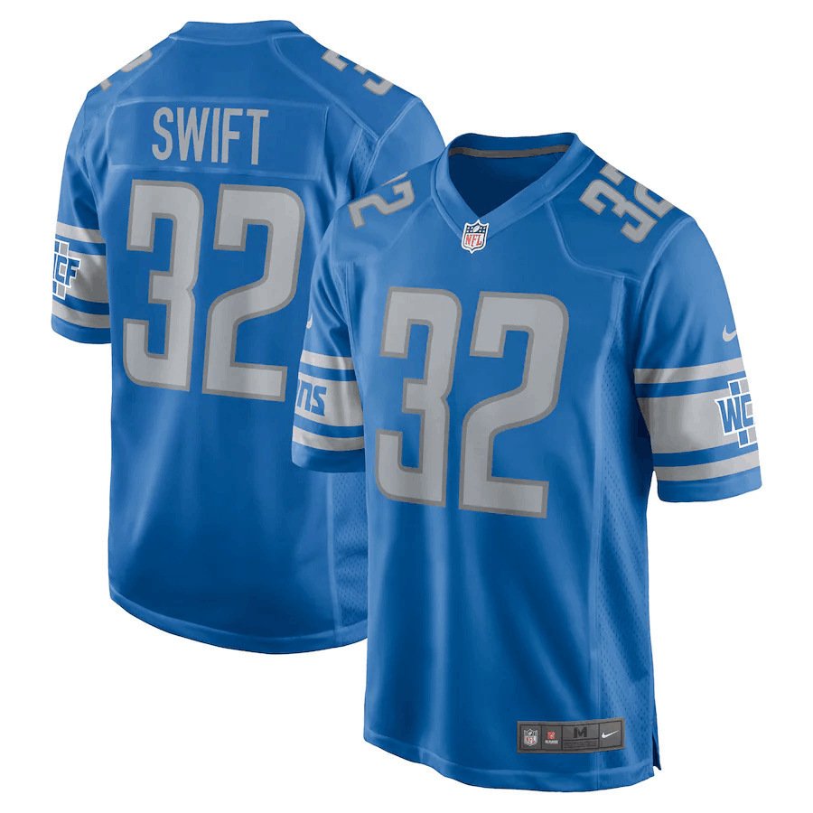 D'Andre Swift Fan Apparel National Football League T-shirt Tops Detroit Lions Team Game Outfit