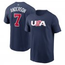 Tim Anderson T-shirt WBC Baseball Sport Uniform USA No 7 World Baseball Classic Team Tops
