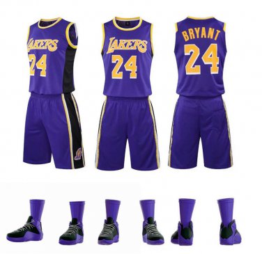 Kobe Bryant Basketball Fan Apparel Los Angeles Lakers Tops Black Mamba Lakers Kits LA Outfit