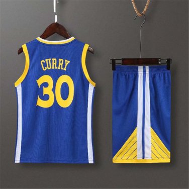 Youth Golden State Warriors Tops Basketball Fan Apparel Child Stephen Curry Away Kit Outfits