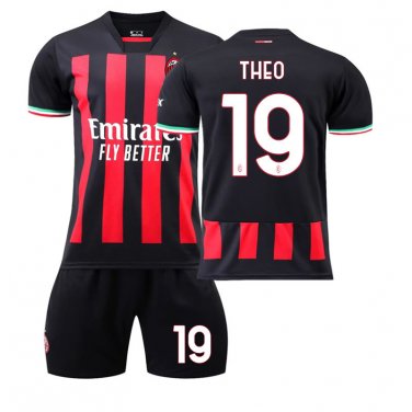 Kid No 19 Theo Hern&Atilde;&iexcl;ndez Soccer Fan Apparel For Child A.C. Milan Football Kits Boy Sport T-shirt