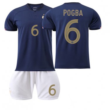 Youth 22 23 Paul Pogba Home Soccer Fan Apparel Child France National Football Team Kits Kid