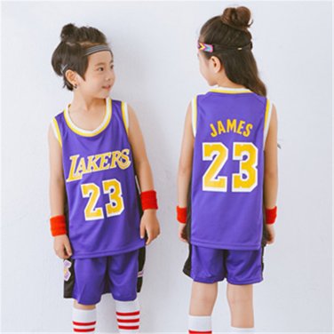 King James Fan Apparel Kid Los Angeles Lakers Tops Child Kits Team Uniform Basketball Outfit