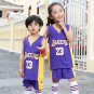 Los Angeles Lakers Tops Kits For Child King James Fan Apparel Kid Uniform Basketball Outfit