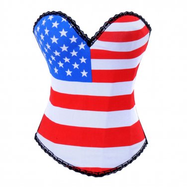 Sexy USA Flag Corset Plus Size 2XL European Gorset Vintage Korset Halloween Punk Gothic Shapewear