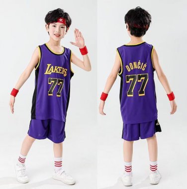 Kid Los Angeles 77 Fan Apparel Teen Luka Doncic Basketball Tops Children Lakers Kits
