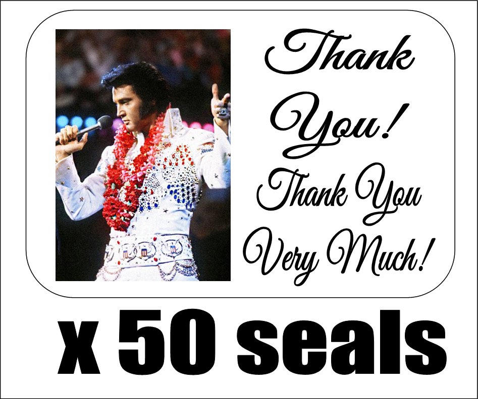 50 Elvis Presley Thank You Very Much! Envelope Seals / Labels ...