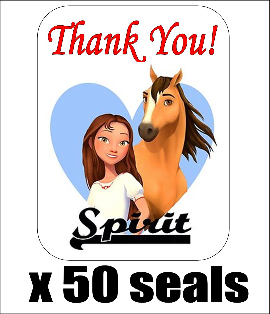 50 Spirit Riding Free Thank You Envelope Seals / Labels, 1" by 1.5"