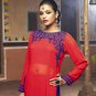 Red Blue Embroidery Designer Dress (Palazzo Suit)