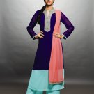 Purple, Sky Blue & Pink Designer Embroidery Dress (Palazzo Suit)