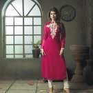 Deep Pink Designer Embroidery Suit (Long Kurti)