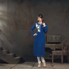 Deep Blue Designer Embroidery Suit (Long Kurti)