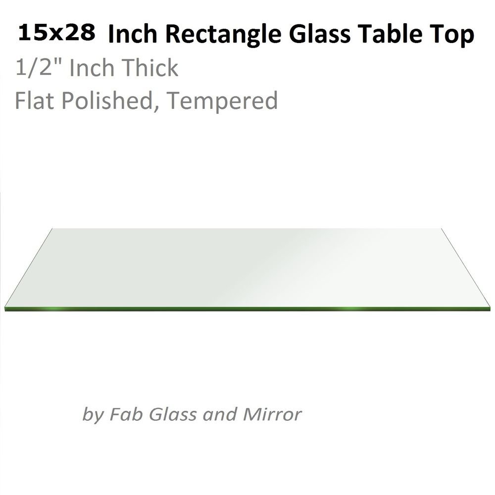 Rectangle Glass15x28 inch 1/2" Thick Flat edge Tempered Radius Corner