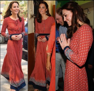 chinese dress ladies Kate Middleton Red Maxi Dress UK-Africa Investment Summit 2020