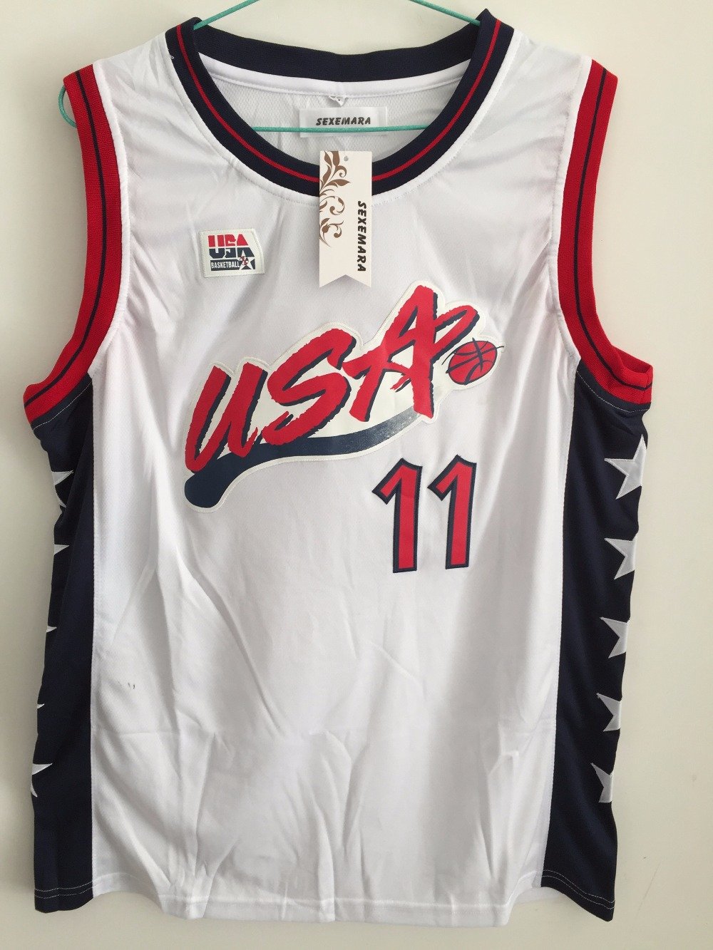 Karl Malone #11 1996 USA Basketball Jersey Stitched Sewn White