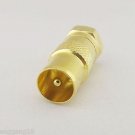 Gold F Type Male Plug To PAL TV Male Straight Coaxial Cable RF Adapter Connector