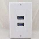 1pcs Dual 2-Ports USB 3.0 Socket Charger Receptacle Outlet Wall Face Plate Panel