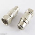 F Male Plug to RCA Female Jack Coaxial Coax TV Straight Adapter Connector New