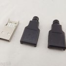 10x USB 2.0 Type A 4 Pin Male Plug Socket Connector Adapter Black Plastic Cover