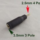 1x 2.5mm Male Stereo 4 Pole To 3.5mm 1/8" Female 3 Pole Audio Adapter Converter