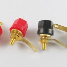 4 Pcs Gold Plated Amplifier Terminal Binding Post Banana Plug Jack Red + Black