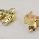 4pcs RCA Audio Y Splitter Plug 1 Male To 2 Female Gold Plated Adapter Connector