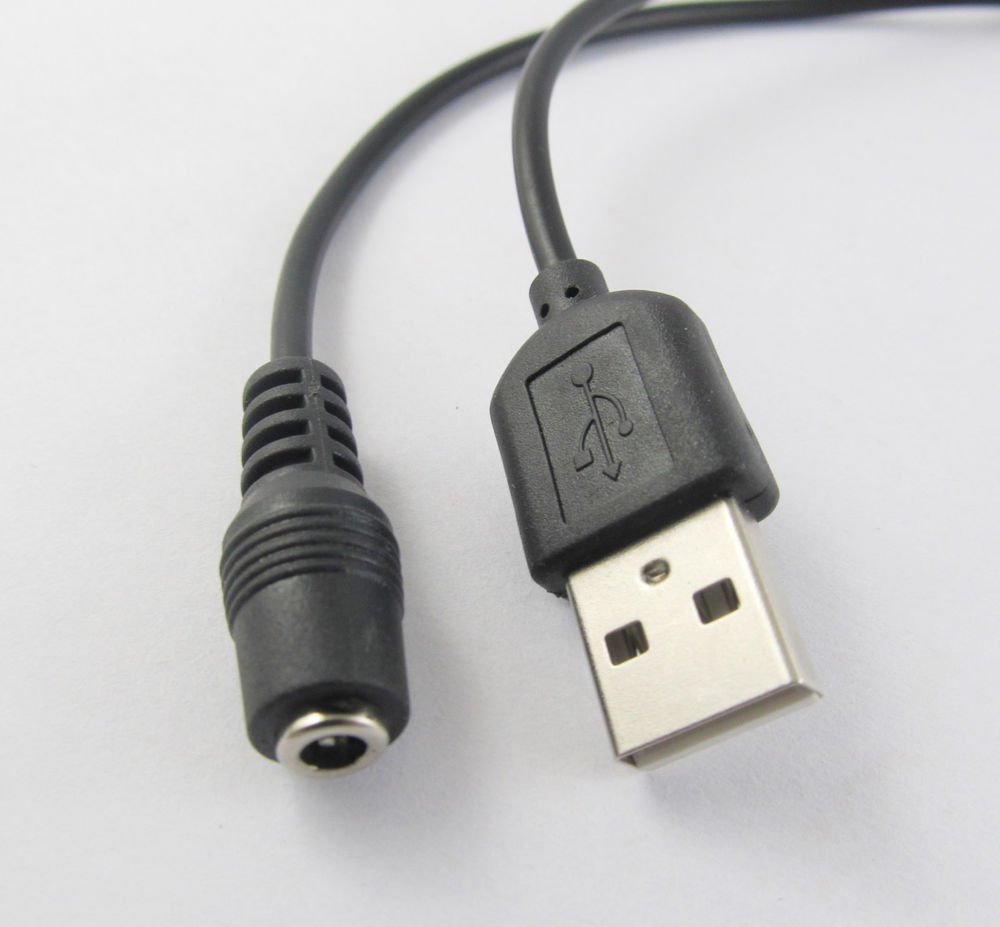 2pcs USB 2.0 A Male Plug to DC Power Jack Female 3.5mm x1.35mm Cord