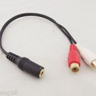Gold 1/8" 3.5mm Stereo Female To 2 RCA Female Jack Splitter Audio Adapter Cable