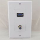USB 3.0 Component 1 Port Television Satellite Receptacle Outlet Wall Face Plate