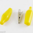 10pcs Battery Clamp Test Probe Alligator Clip With Boot Small Size 27mm Yellow