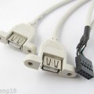 1x 2 Port USB 2.0 Female Y Mainboard Panel Mount 9 PIN Adapter Extension Cable