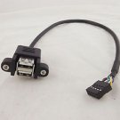 1FT 2 USB 2.0 A Female Panel Mount To 10Pin Socket 0.1" Header Motherboard Cable