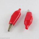 2pcs Battery Clamp Test Probe Alligator Clip With Boot Large Size 45mm Red
