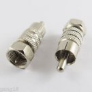 1x F Screw Type Coaxial Coax Male Plug To RCA Male TV Straight Adapter Connector