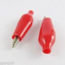2pcs Battery Clamp Test Probe Alligator Clip With Boot Small Size 27mm Red