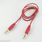 Red 3.5mm 1/8" Male to Male Stereo Audio Auxiliary Cord Extension Cable 1m Gold