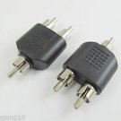 1pcs RCA Male Plug To 2 Dual RCA Male Y Splitter Audio AV Plug Adapter Connector