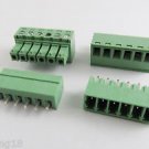 100x 6 Pin/Way Pitch 3.81mm Screw Terminal Block Connector Green Pluggable Type