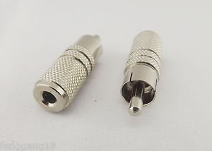 10x Phono RCA Male To Audio AV 3.5mm 1/8" Female Stereo TRS Adapter Nikel Plated