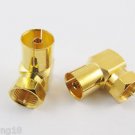 10x Gold F Plug Male To IEC PAL DVB-T TV Female Right Angle RF Connector Adapter