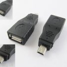 10pcs Black USB 2.0 A Female to Mini USB B 5 Pin Plug Male OTG Converter Adapter