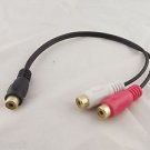 RCA Phono Female Jack To 2 RCA Female Gold Video Audio Adapter Y Splitter Cable