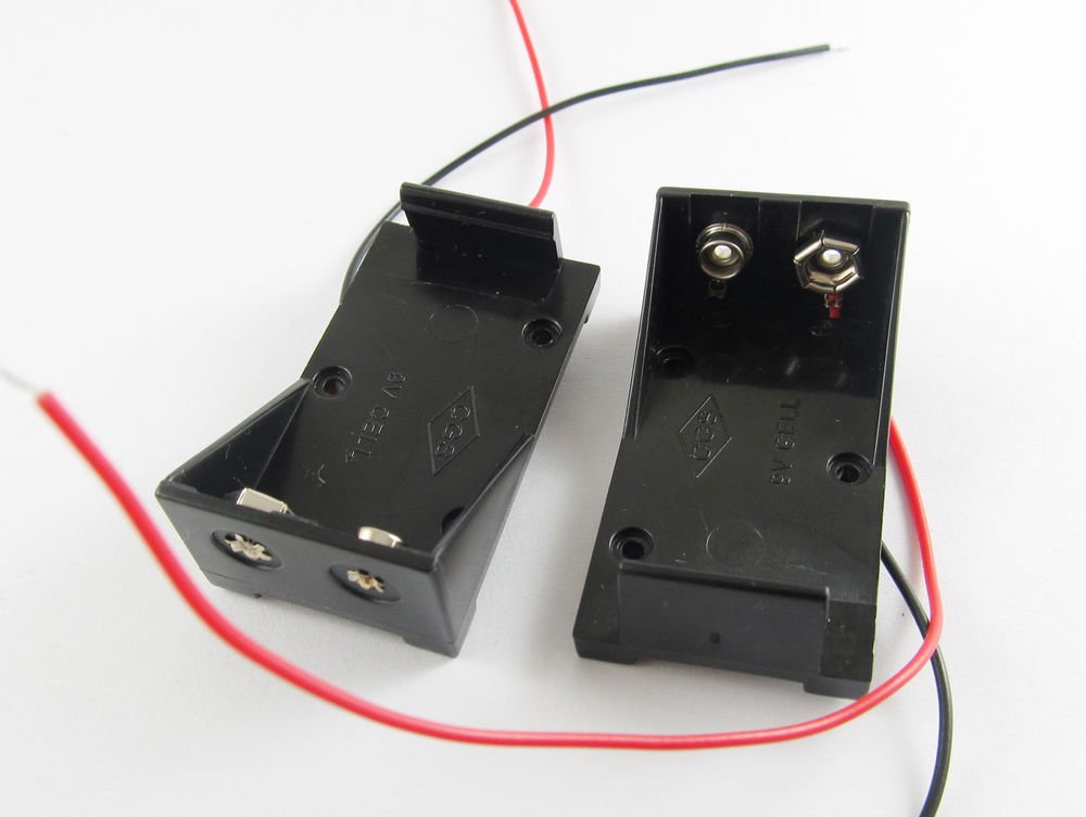 100pcs 1X 9V 9 Volt Cell Battery Clip Holder Box DC Case with wire Lead DIY