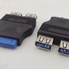 5pcs 2 Ports USB 3.0 Type A Female Port HUB To Motherboard 20 Pin Header Adapter