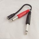 10pcs 3.5mm Female To 2×6.35mm 1/4" TRS Mono Male Extension Audio Adapter Cable