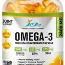 Potent, Joint Pain Relief - Omega-3 2400 mg Deep Sea Fish Oil 120 EPA DHA PURE