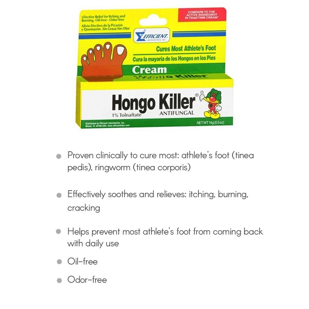Hongo Killer Antifungal Foot Cream. Athlete's Foot and Toenail