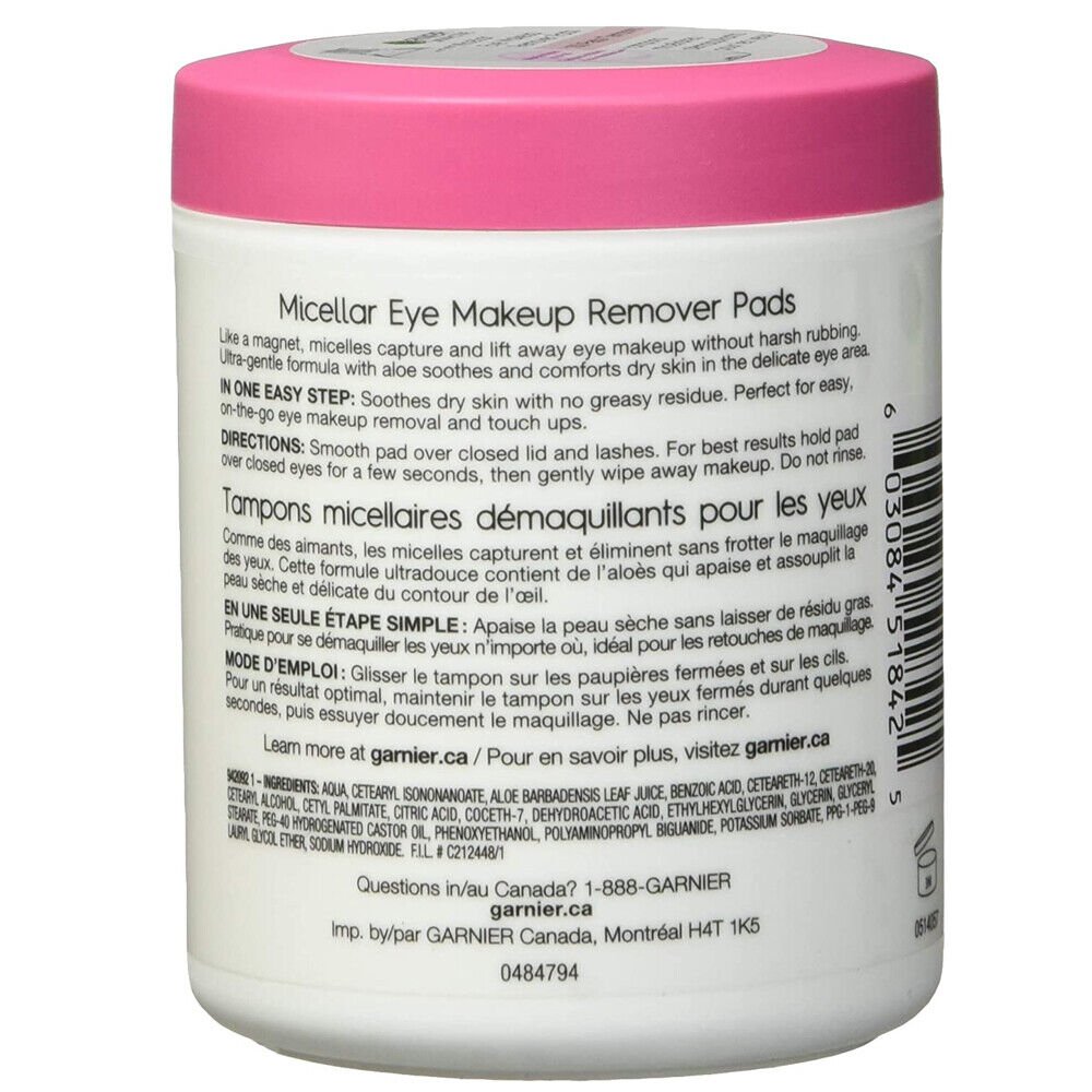Garnier SkinActive Micellar Eye Makeup Remover Pads. With Aloe Vera